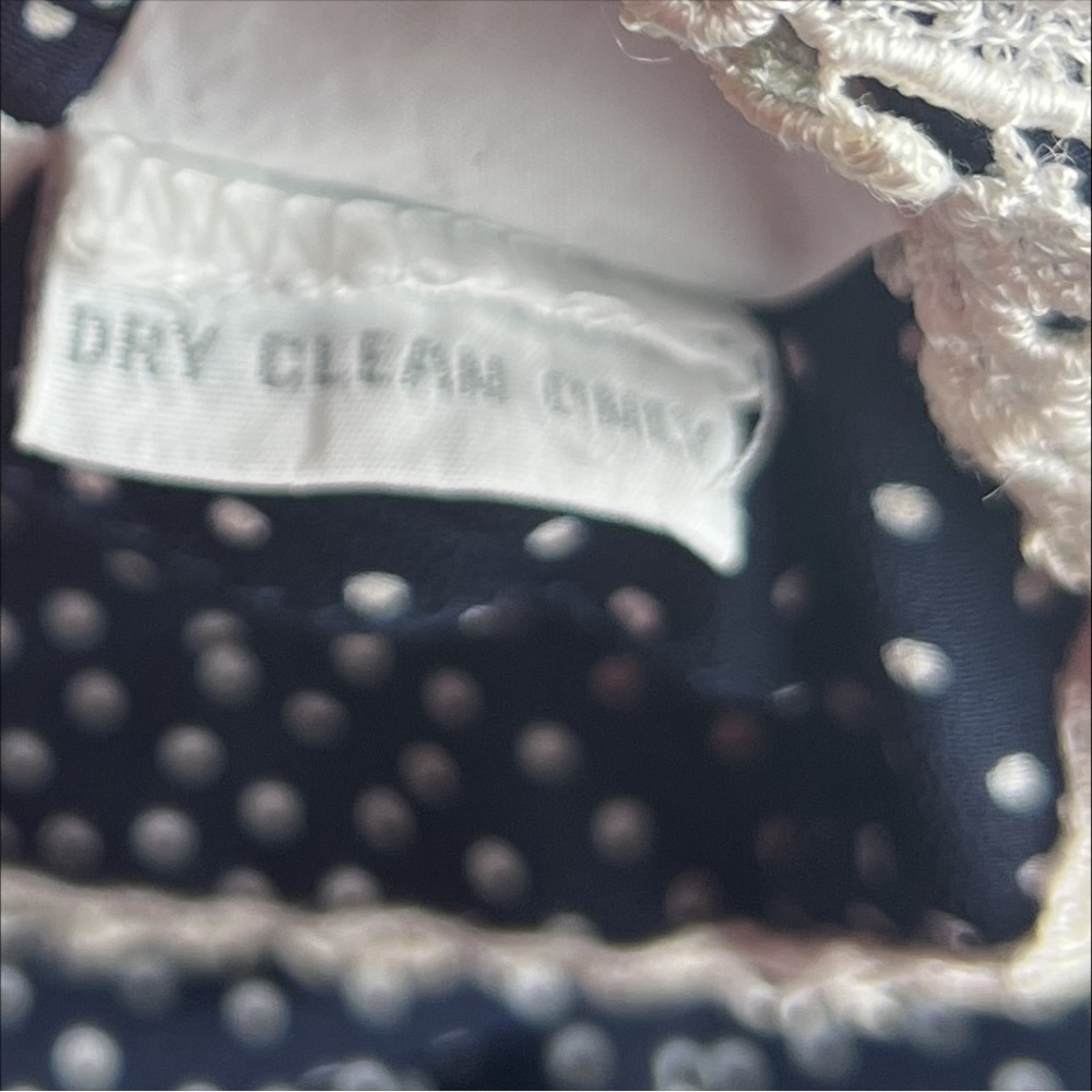 Liz Claiborne Vintage 90’s Navy & White Swiss Dot Maxi Dress  Lace Collar Sz 14P - Picture 4 of 4